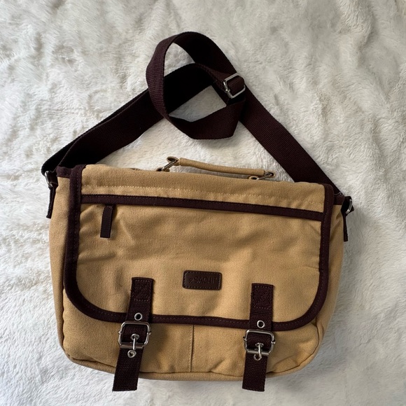 Sachi Canvas Leakproof Insulated Crossbody Sachet Tan and Brown - Picture 1 of 10